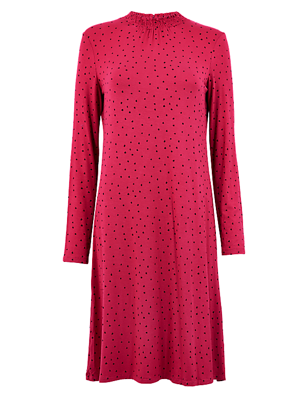 Polka Dot Jersey Swing Dress