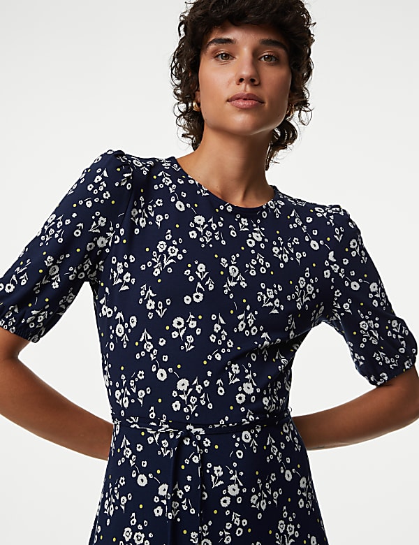 Jersey Printed Midi Tea Dress