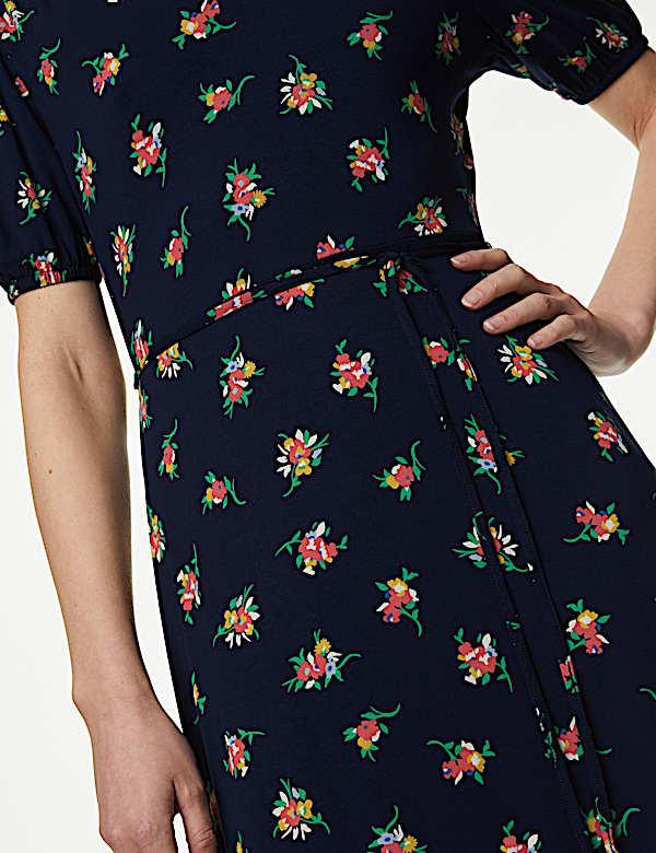 Jersey Printed Midi Tea Dress