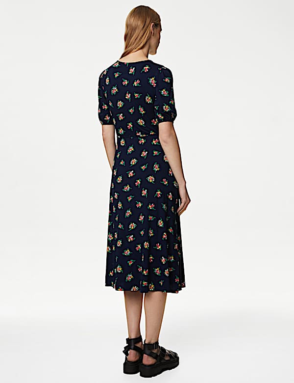 Jersey Printed Midi Tea Dress