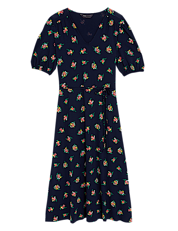 Jersey Printed Midi Tea Dress