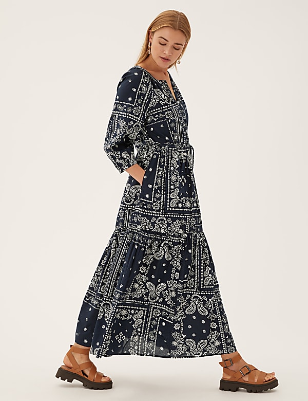 Pure Cotton Printed Midaxi Shirt Dress