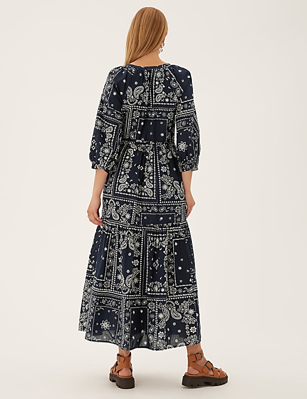 Pure Cotton Printed Midaxi Shirt Dress