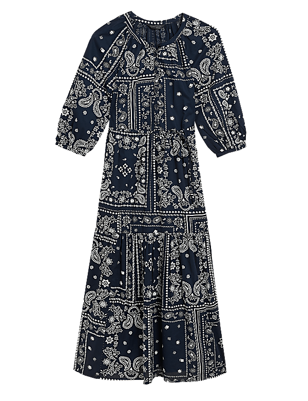 Pure Cotton Printed Midaxi Shirt Dress