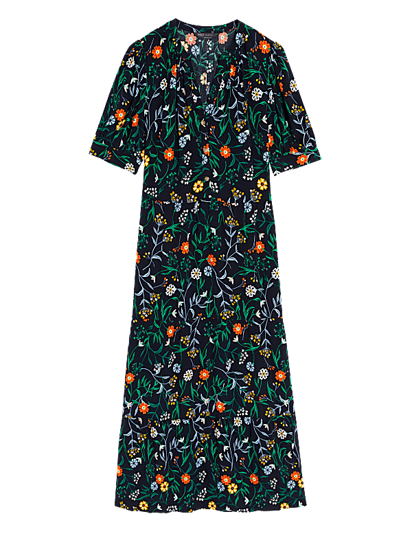 Floral V-Neck Midi Tiered Dress