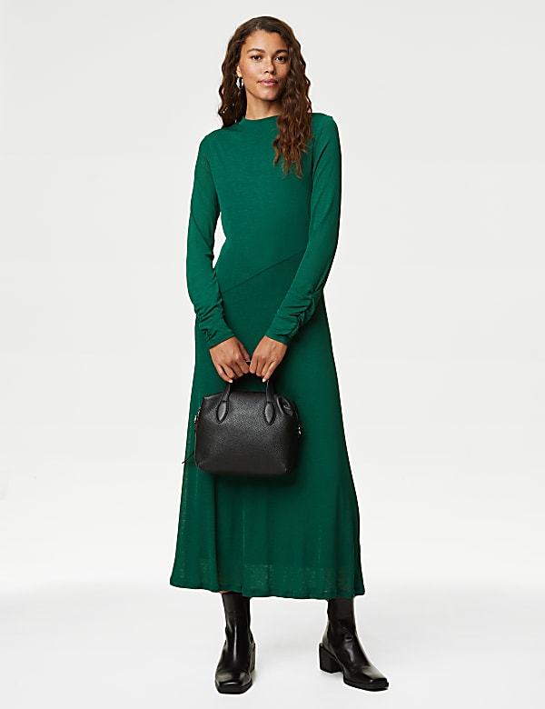 Mesh Jersey Midi Column Dress