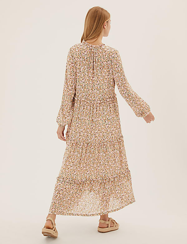 Floral V-Neck Midaxi Tiered Dress