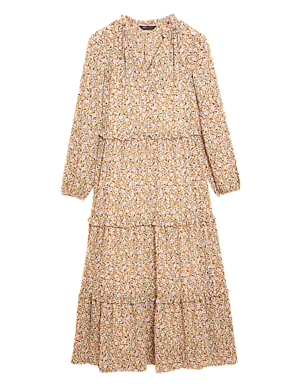 Floral V-Neck Midaxi Tiered Dress