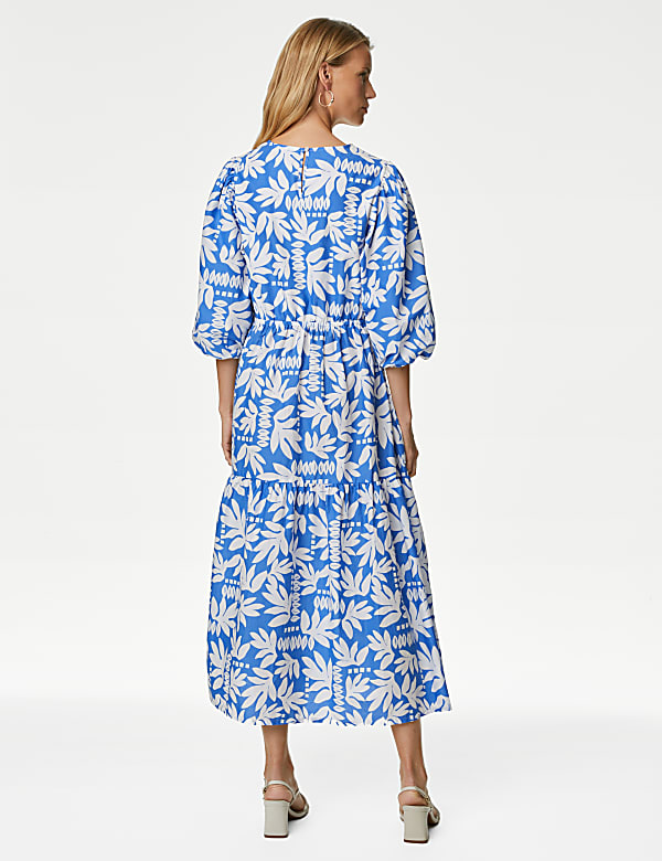 Pure Cotton Printed Maxi Tiered Dress