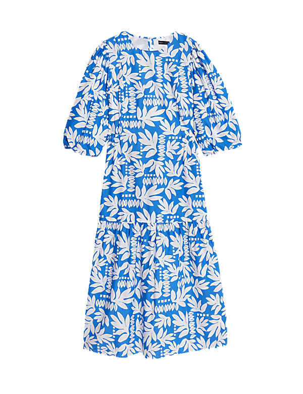 Pure Cotton Printed Maxi Tiered Dress
