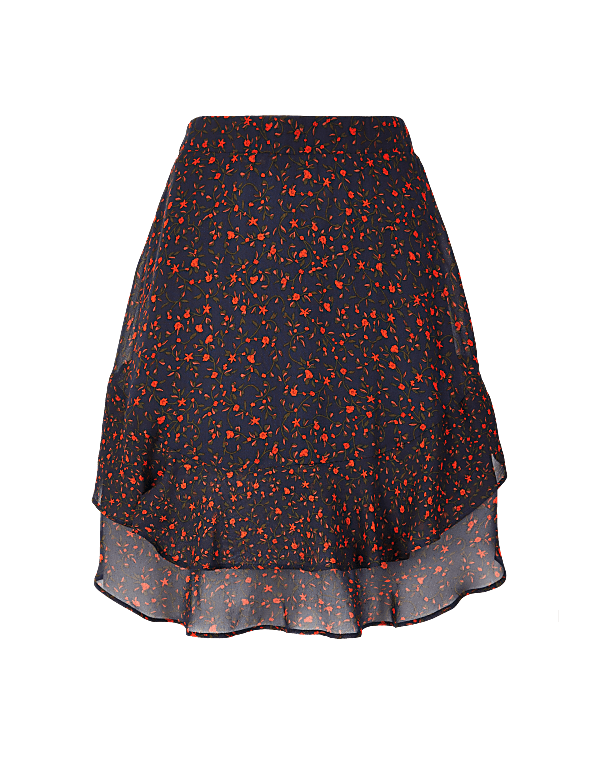 Floral Ruffle Hem Mini Skirt
