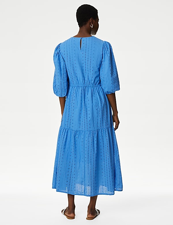 Pure Cotton Broderie Maxi Tiered Dress
