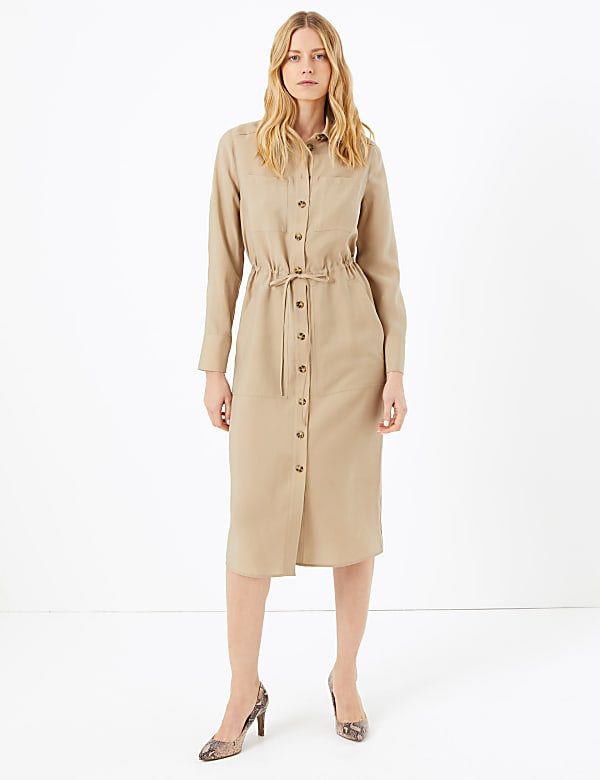 Pocket Utility Shirt Midi Dress