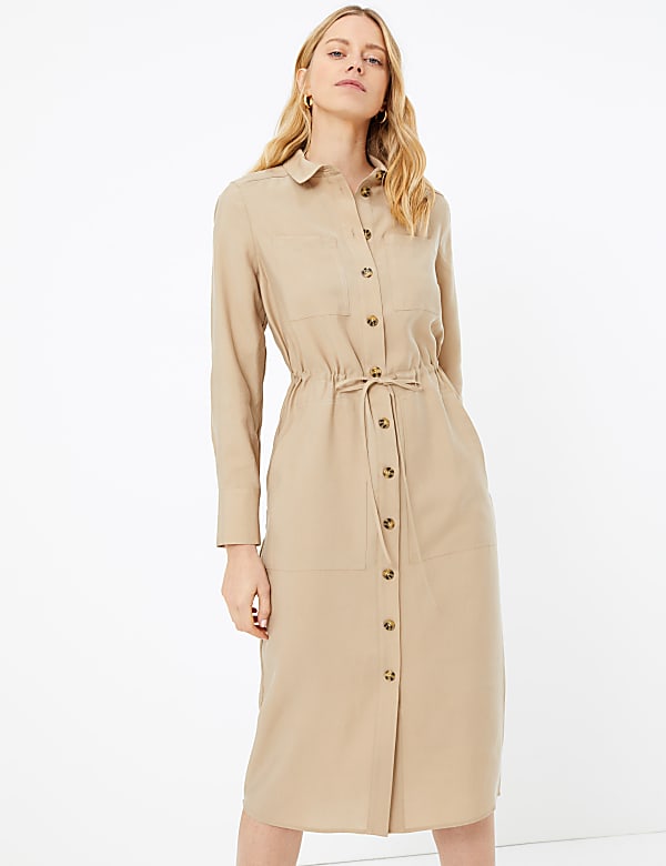 Pocket Utility Shirt Midi Dress