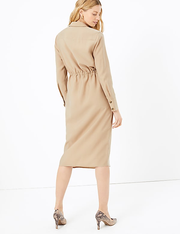 Pocket Utility Shirt Midi Dress