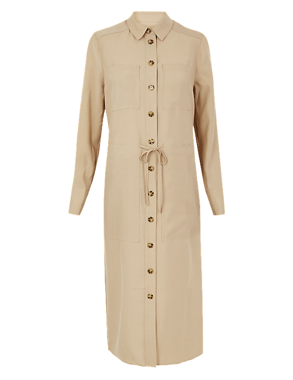 Pocket Utility Shirt Midi Dress