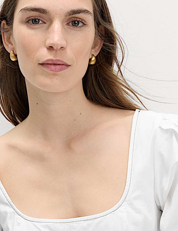 Pure Cotton Drop Waist Midi Waisted Dress - BN