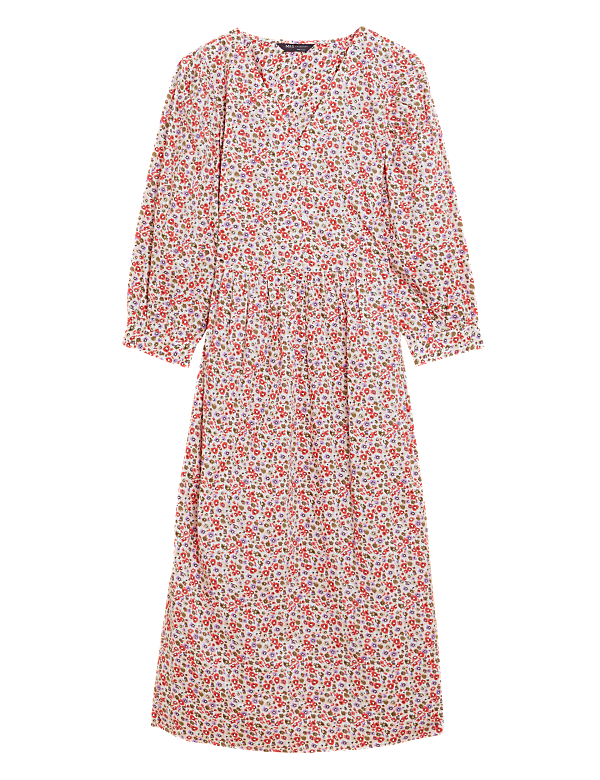 Pure Cotton Ditsy Floral Midi Relaxed Dress