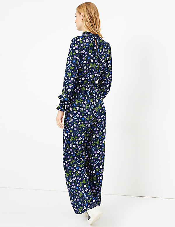 Floral Print Waisted Jumpsuit