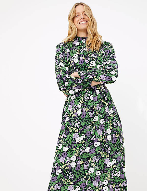 Floral Waisted Midi Dress