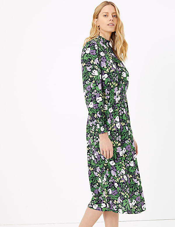 Floral Waisted Midi Dress