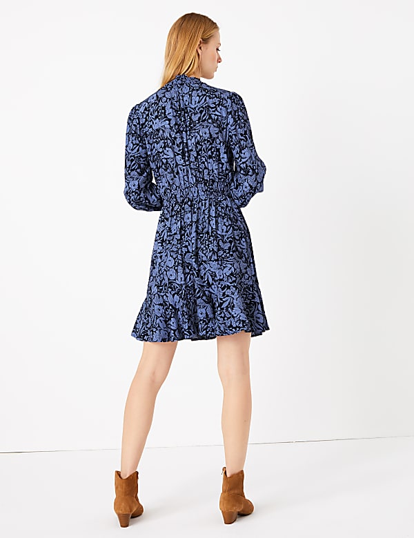 Floral Print Waisted Mini Dress