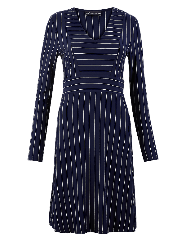 Jersey Striped Fit & Flare Mini Dress