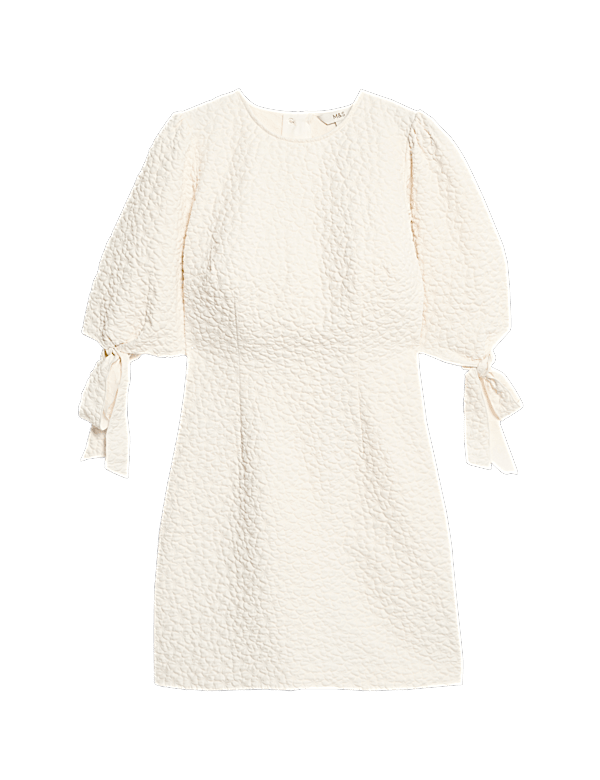 Jacquard Tie Detail Mini Shift Dress