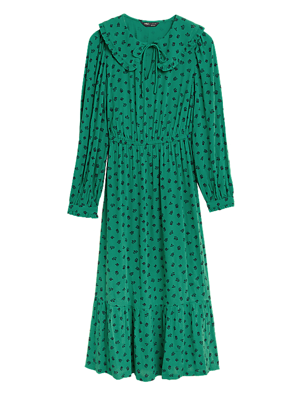 Printed Collared Midi Waisted Dress