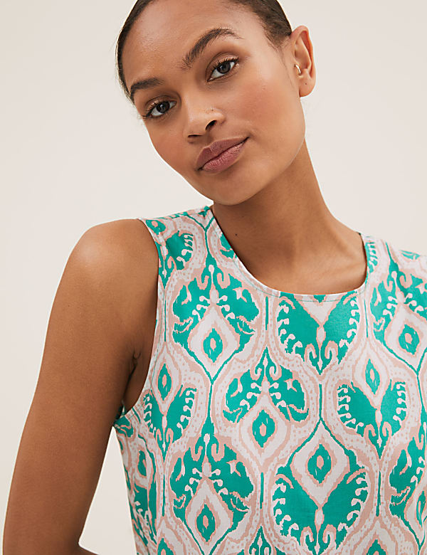 Pure Cotton Printed Midaxi Tiered Dress