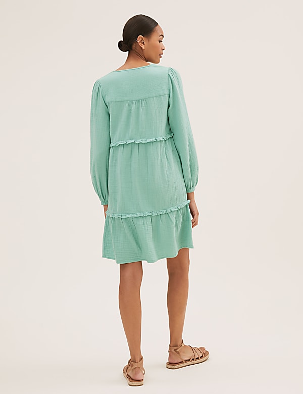 Pure Cotton Ruffle Mini Tiered Dress