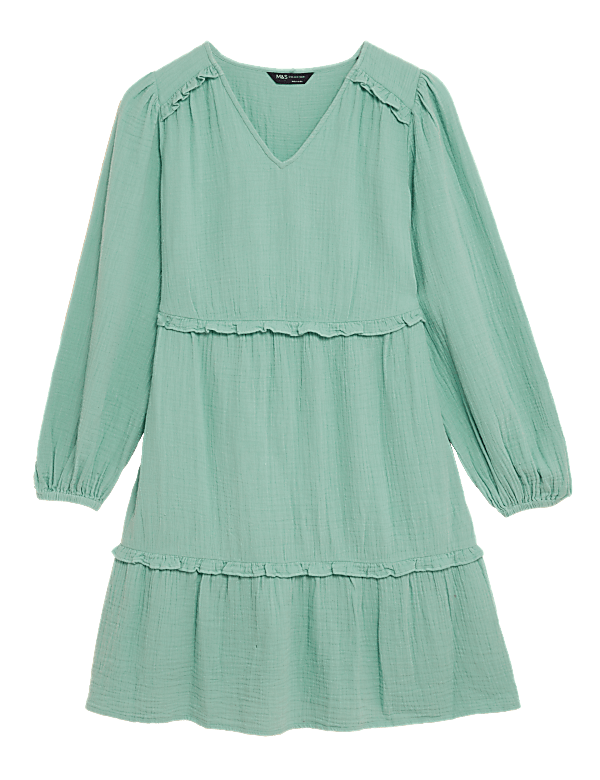 Pure Cotton Ruffle Mini Tiered Dress