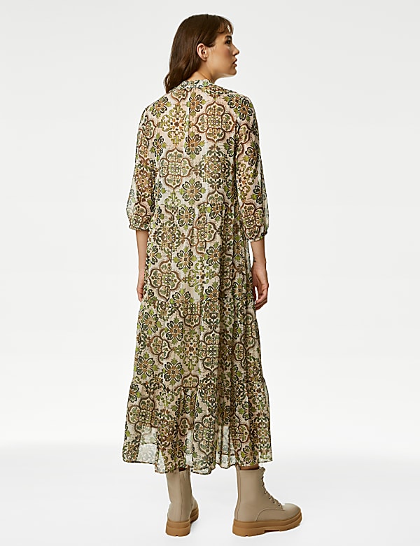 Printed V-Neck Midaxi Tiered Dress