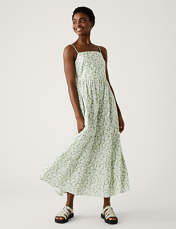 Pure Cotton Printed Midaxi Cami Dress