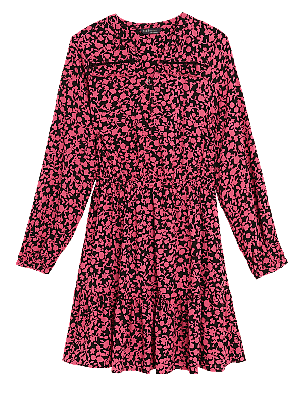 Floral V-Neck Mini Waisted Dress