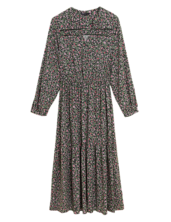 Floral V-Neck Midaxi Tiered Dress