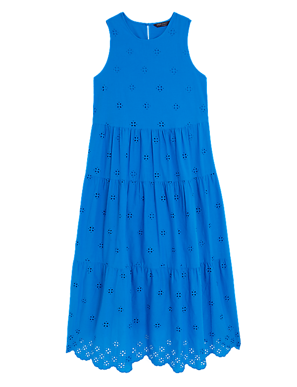 Pure Cotton Cutwork Maxi Tiered Dress