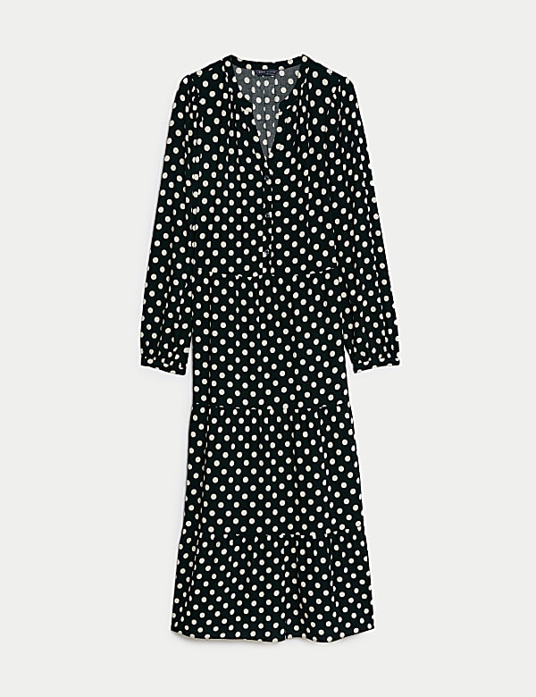 Printed V-Neck Midi Tiered Dress - SK