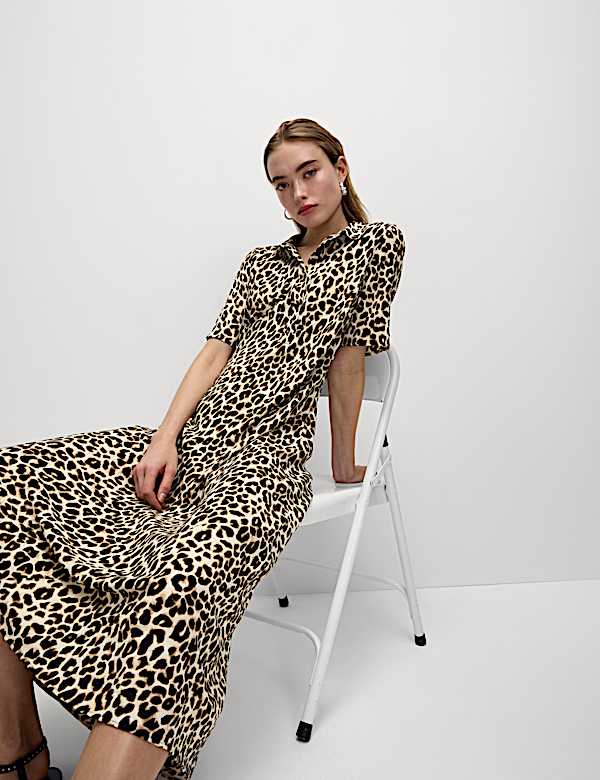 Animal Print Midaxi Shirt Dress