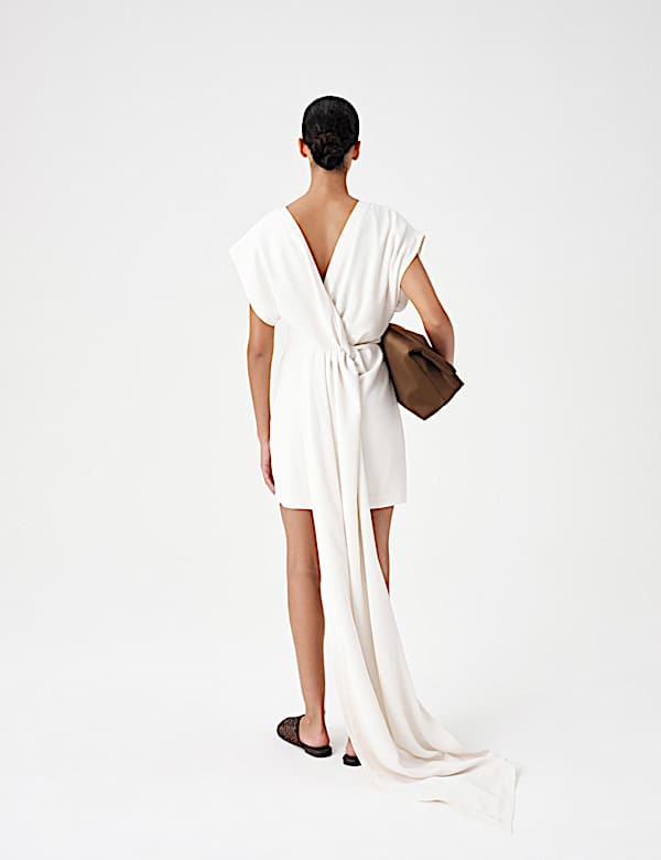 Satin Trail Back Mini Dress - AU