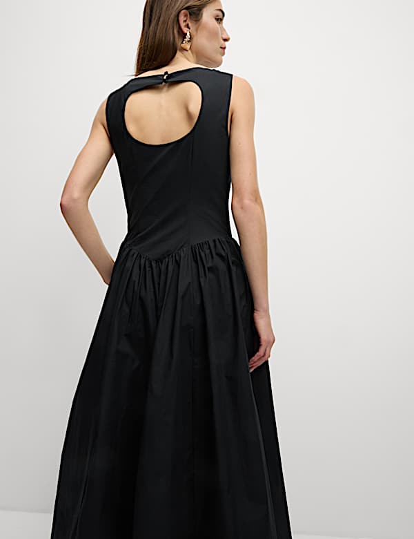 Pure Cotton Bubble Hem Midaxi Dress