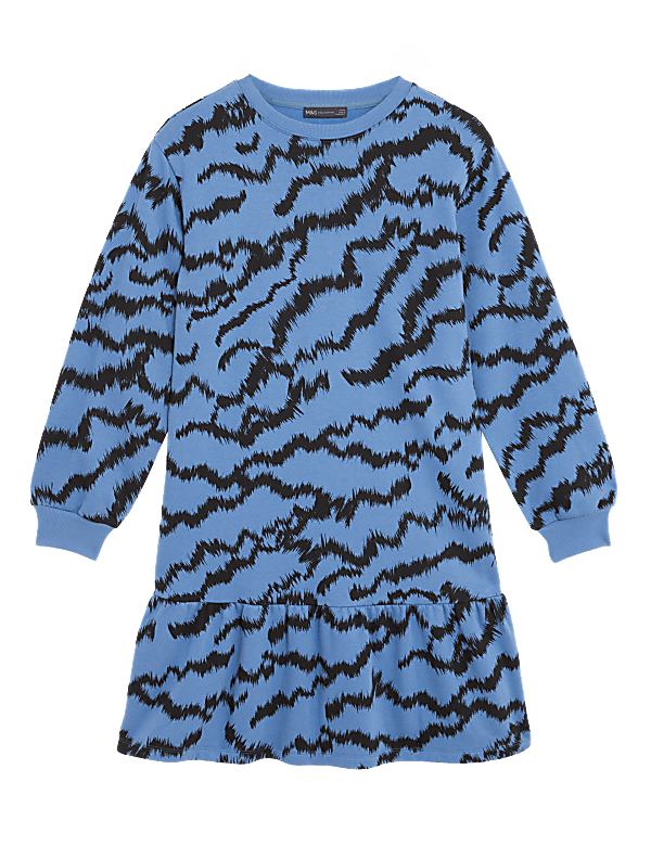 Cotton Rich Animal Print Jumper Dress