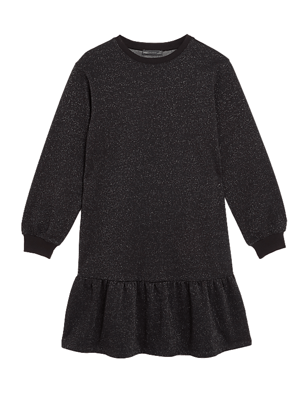 Cotton Rich Sparkly Round Neck Jumper Dress