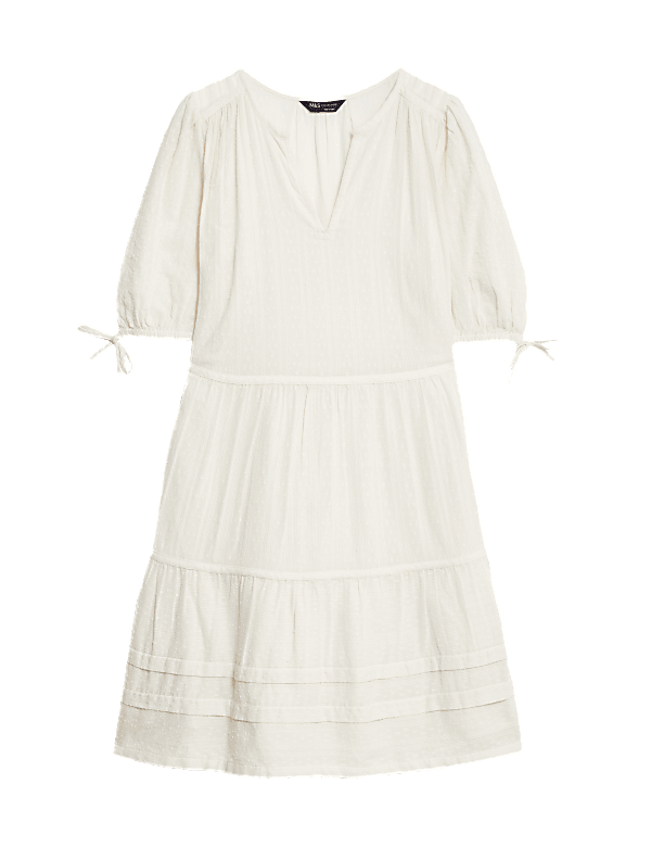 Pure Cotton V-Neck Mini Tiered Dress