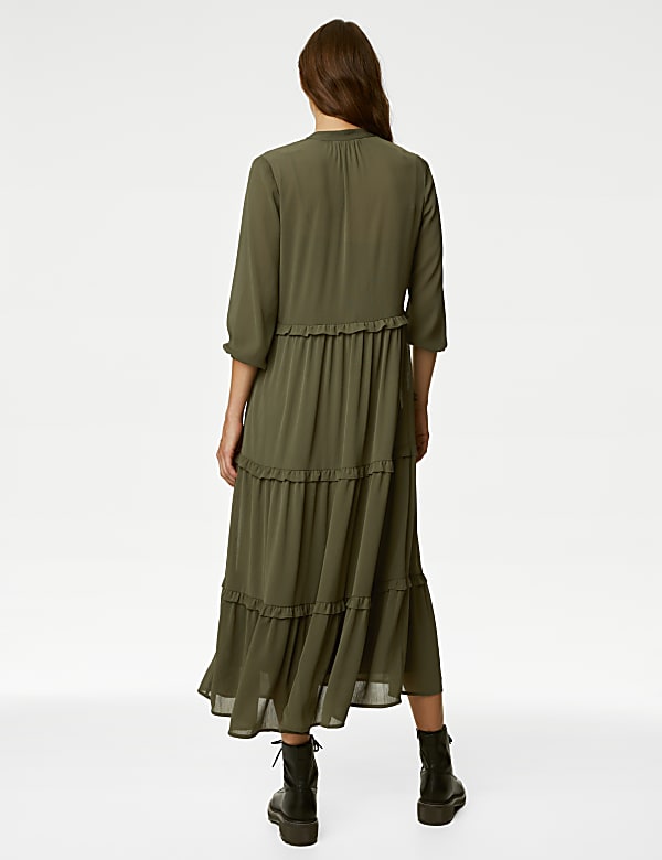 Chiffon V-Neck Midaxi Tiered Dress