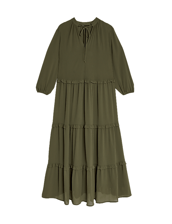 Chiffon V-Neck Midaxi Tiered Dress