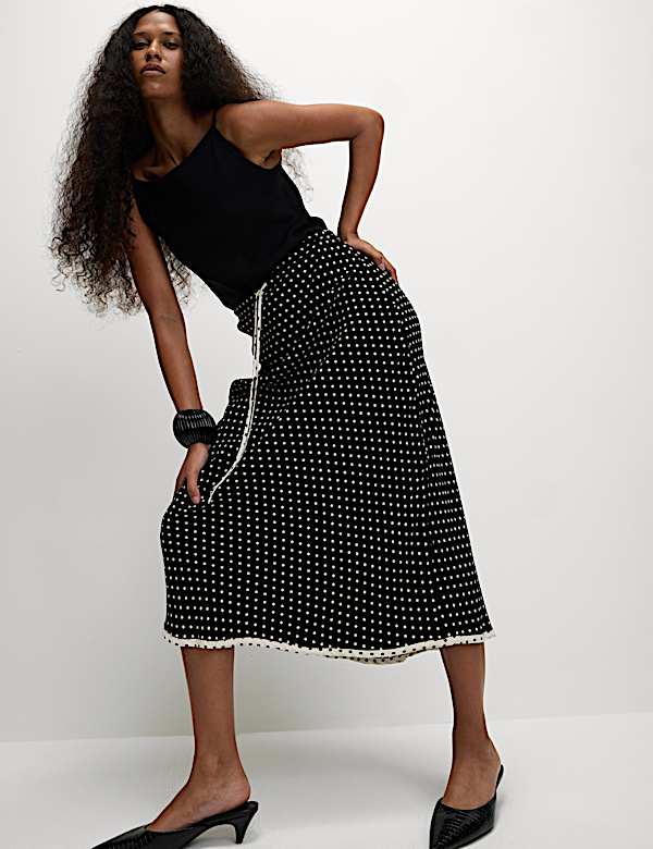 Polka Dot Midaxi A-Line Skirt | BLACK MIX | Skirts | M&S JE