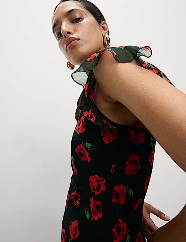 Printed Cowl Neck Midaxi Dress