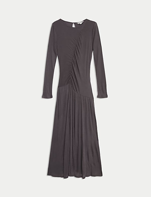 Mesh Jersey Ruched Midi Column Dress - IL