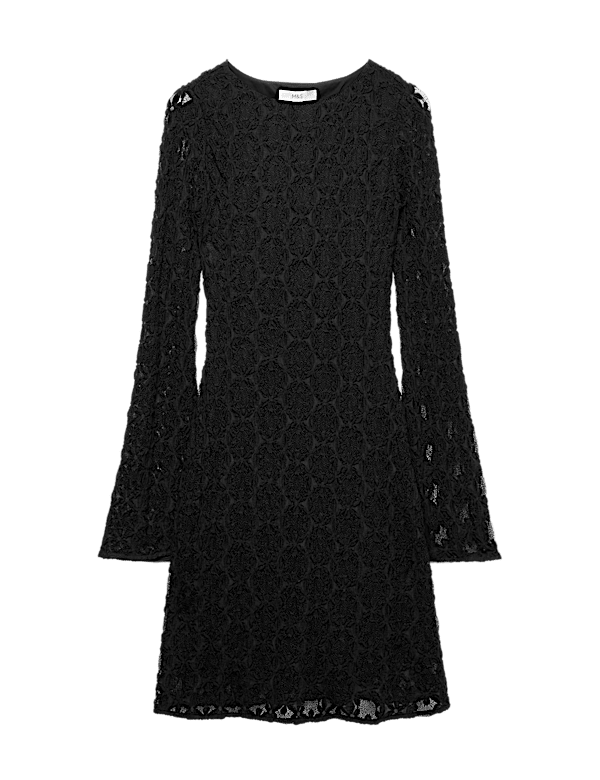 Jersey Lace Mini Skater Dress